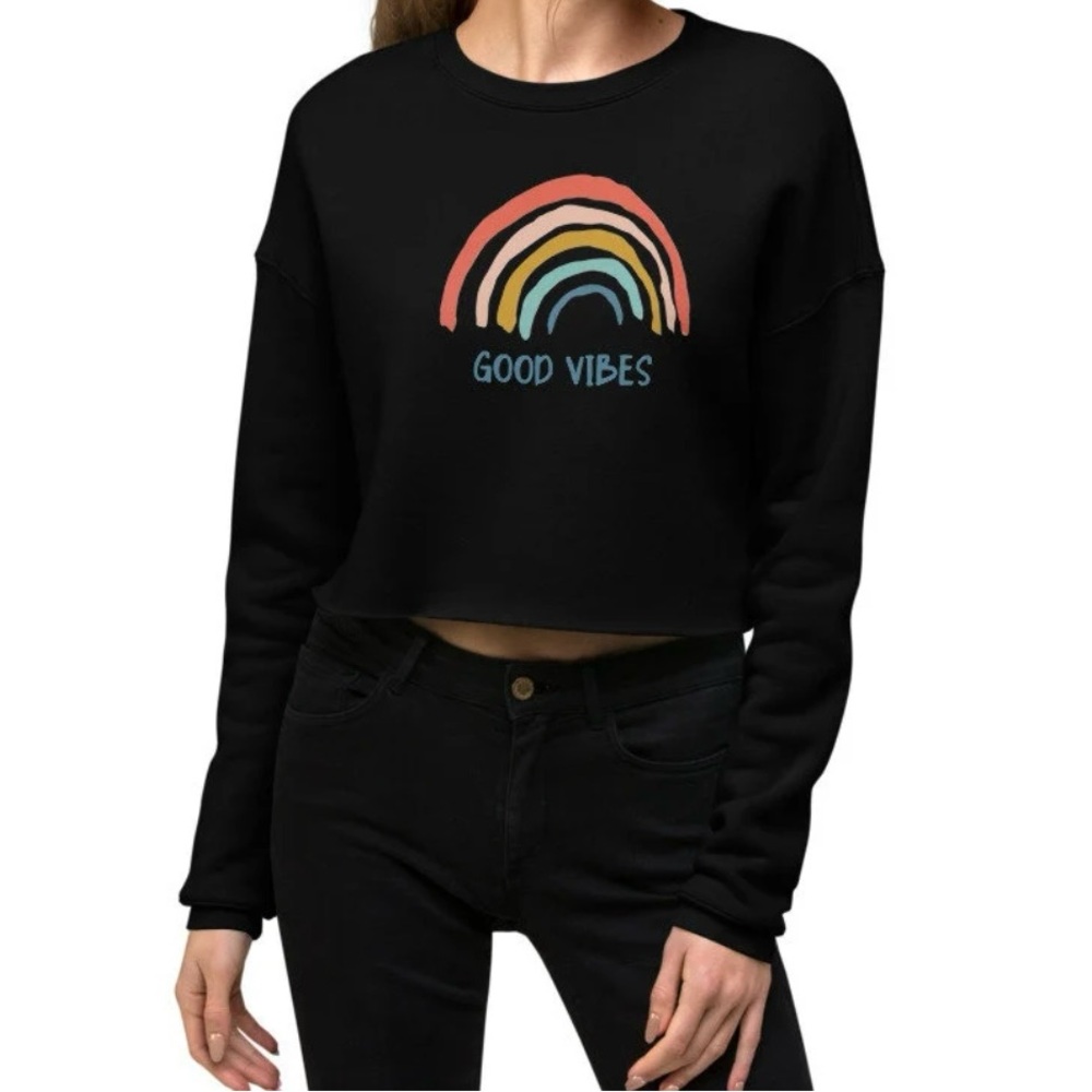 Top of the World Black Rainbow Cropped Sweatshirt